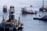 Ships work near the site of the BP Deepwater Horizon oil spill on August 3, 2024 in the Gulf of Mexico off the coast of Louisiana.