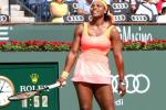 Top-ranked Serena Williams shows frustration during her match against fellow American Sloane Stephens at the 2015 Indian Wells tournament.