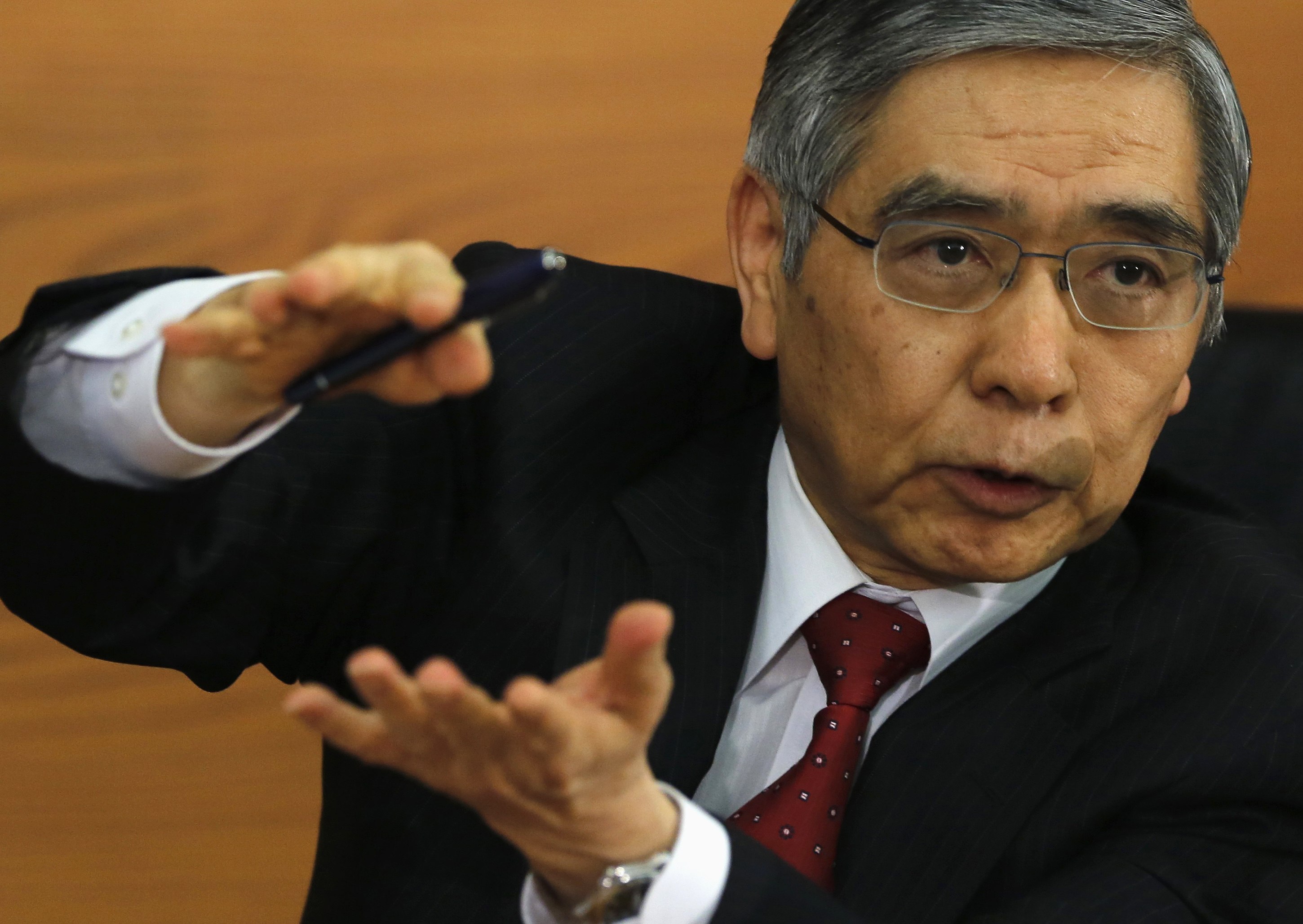 Bank of Japan Governor Haruhiko Kuroda seen after his first monetary policy meeting, Apr 4, 2013.