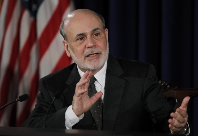 U.S.Federal Reserve Chairman Bernanke addresses news conference following the Fed's two-day policy meeting at the Federal Reserve in Washington