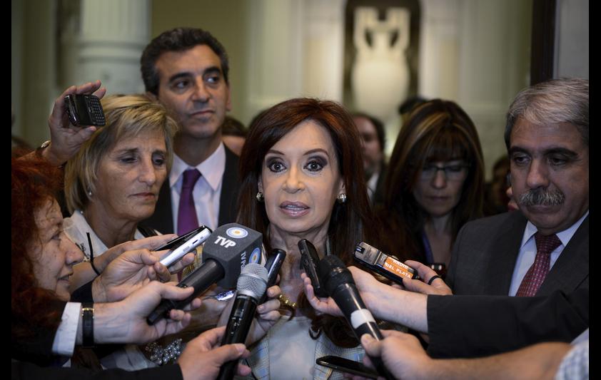 Outgoing President of Argentina Cristina Fernandez de Kirchner at a FPV ceremony in Buenis Aires, December 22, 2014. Charly Diaz Azcue/CON/LatinContent/Getty Images