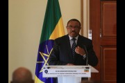 Ethiopian Prime Minister Hailemariam Desalegn speaks  in Djibouti City, Djibouti, February 7, 2015. Anadolu Agency/Getty Images