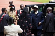 Uganda's President Yoweri Museveni arrives for celebrations to mark Kenya's Jamhuri Day (Independence Day) at the Kasarani Stadium in Nairobi December 12, 2013. REUTERS/Andreea Campeanu