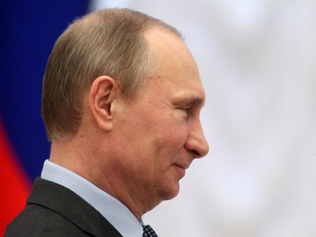 Russian President Vladimir Putin speeches during an awarding ceremony in the Kremlin, in Moscow, Russia. Putin awarded a group of Russian writers and artists on Tuesday