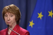 EU Foreign Policy Chief Catherine Ashton speaks during a press conference at the Intercontinental hotel on April 17, 2024 in Geneva, Switzerland. Harold Cunningham/Getty Images