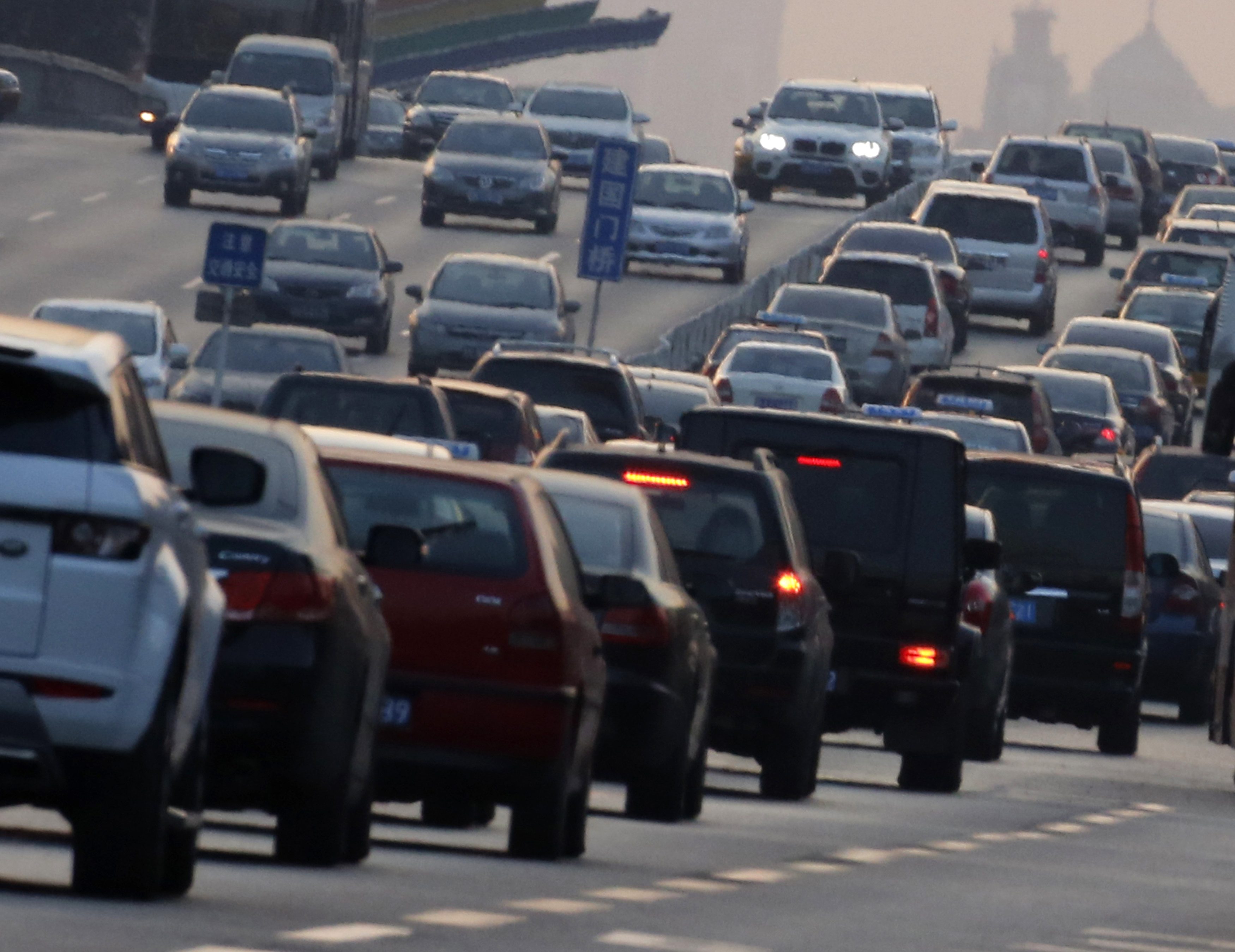 Traffic on a second ring road is seen in Beijing, China on February 19, 2013.