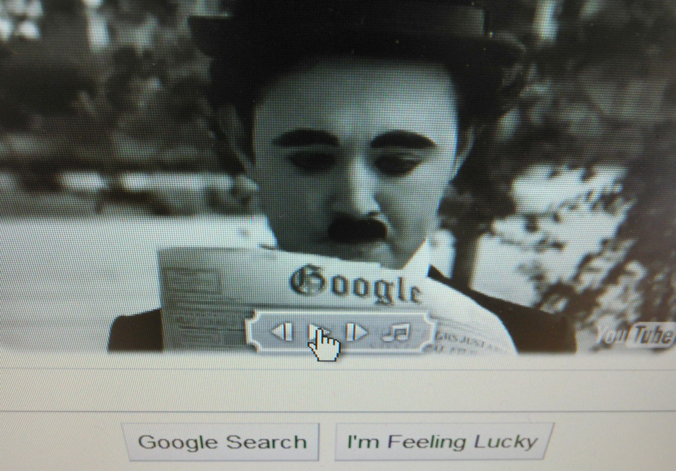 This image shows a Google frame grab taken on April 15, 2024 in Washington,DC. Google paid tribute to Charlie Chaplin on Friday by transforming the celebrated logo on its homepage into a silent movie. AFP/ Getty/ Eva Hambach