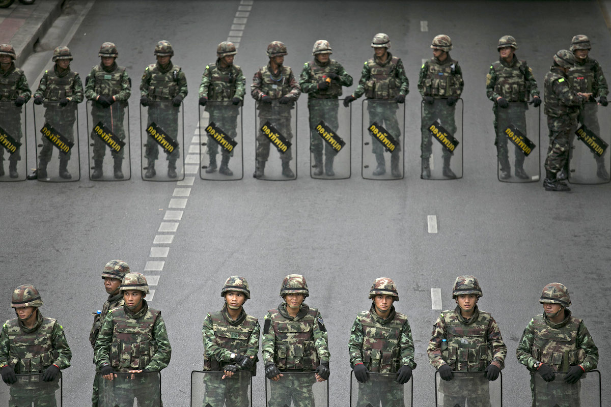 Thai military take over the streets surrounding the Victory Monument in Bangkok, Thailand. Paula Bronstein/Getty Images