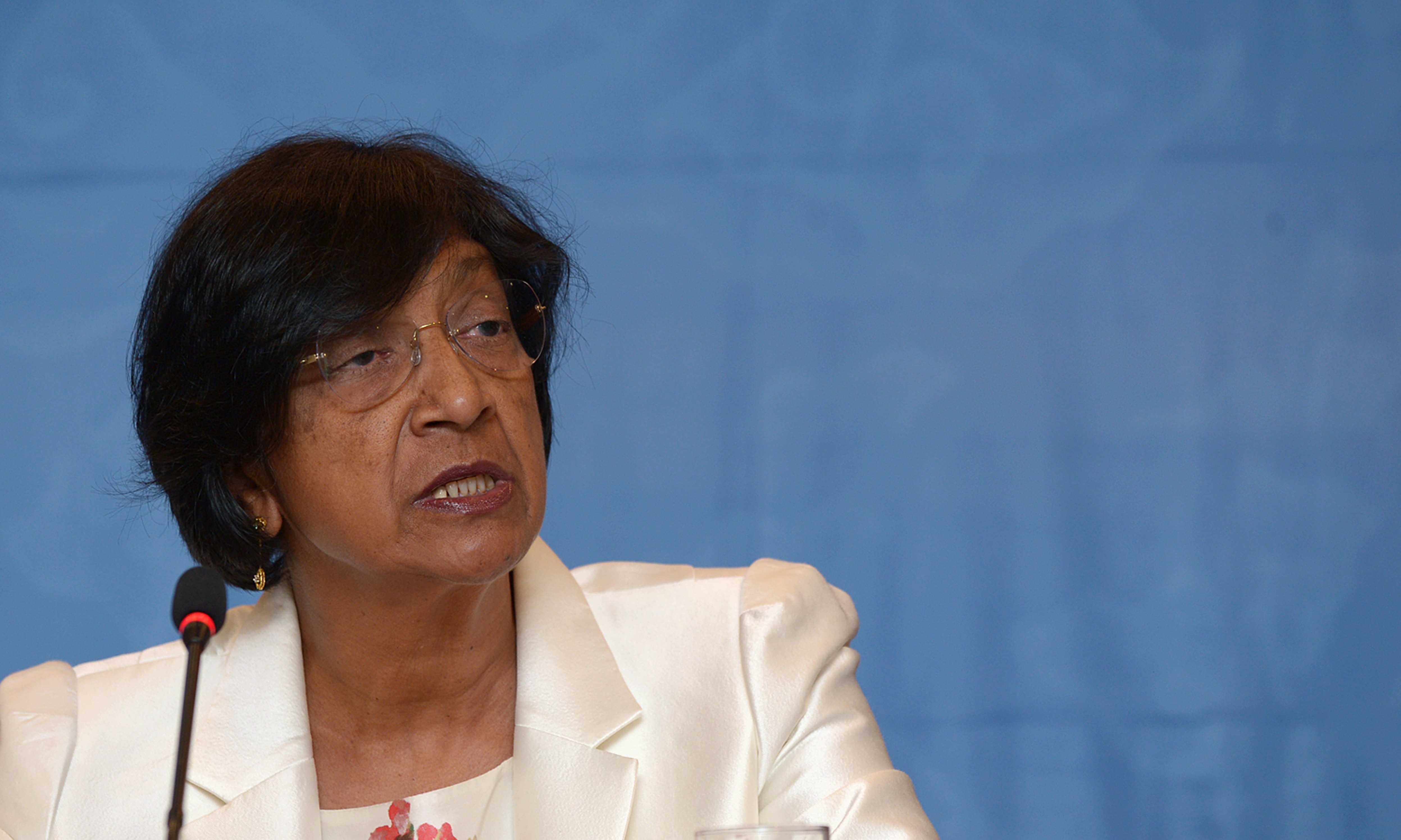 UN High Commissioner for Human Rights Navanethem Pillay, also known as Navi Pillay, speaks during a press conference in Jakarta on November 13, 2012.
