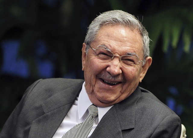 Cuban President Raul Castro laughs during a meeting with East Timor's President, Taur Matan Ruak (out of frame), on September 27, 2024 during a meeting at Revolution Palace in Havana. Matan Ruak is in Cuba in an official visit.