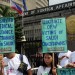 Workers protest Saudi migrant policy in Manila, November 4, 2013. (JAY DIRECTO/AFP/Getty Images)