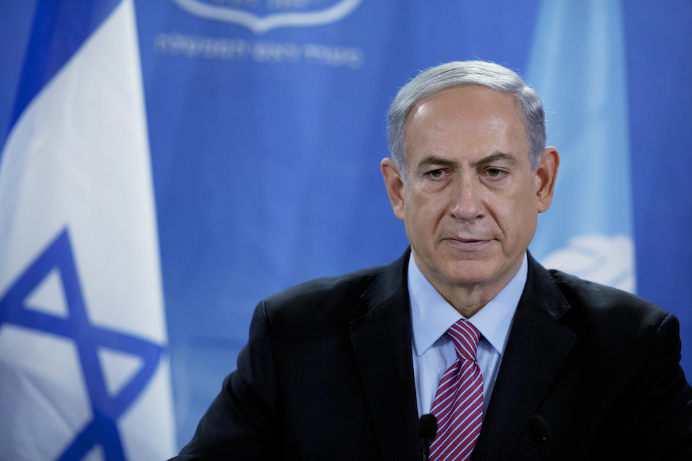 Israel Prime Minister Benjamin Netanyahu speaks during a press conference on July 22, 2024 in Tel Aviv, Israel. (Lior Mizrahi/Getty Images)