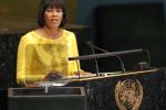 Portia Simpson Miller, Prime Minister of Jamaica, speaks during the 67th session of the United Nations General Assembly September 27, 2024 at UN headquarters in New York.