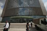  People walk past the headquarters complex of the African Union (AU), which was a gift by the government of China and completed in 2012, on March 18, 2024 in Addis Ababa, Ethiopia.