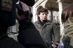 Andey Sidelnikov who worked for Russian oligarch Boris Berezovsky speaks to the media outside the Guildhall in Windsor, England Thursday, March, 28, 2013, following the inquest into Berezovsky's death. Berezovsky was found dead at his home in Ascot near Windsor on Saturday March 23.(AP Photo/Alastair Grant)