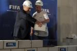 FIFA President Joseph S. Blatter, left, symbolically launches the construction work for the new FIFA museum in Zurich, Switzerland, Thursday, April 25, 2013. FIFA says its US dollar 200 million museum will now be created downtown in its home city of Zurich. Construction work has started in the Enge district and the museum is scheduled to open in April or May 2015. 