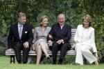 In this June 17, 2024 file photo, from left to right, Belgium's Crown Prince Philippe, Queen Paola, King Albert II and Belgium's Princess Mathilde sit during an official photo session at the Royal Palace in Laeken, Belgium. 