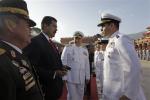 Caption   Venezuela's Defense Minister Admiral Diego Molero, far left, Venezuela’s President Nicolas Maduro, second from left, and Chief of Strategic Command Gen. Wilmer Barrientos, center, attend a military promotion ceremony at the 4F military museum in Caracas, Venezuela, Friday, July 5, 2013.