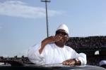 Former Malian Prime Minister and presidential candidate Ibrahim Bboubacar Keita arrives on July 7, 2024 at the 26 Mars stadium in Bamako to launch his campain for the July 28 presidential election. Campaigning for Mali's watershed July 28 presidential election officially began onJuly 7, with the nation struggling to move on from war and return to desperately needed constitutional order after an 18-month political crisis. 