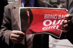 A person holds up a sign as local clergy, activists and and community leaders protest for the safe return of the 276 abducted schoolgirls outside the Permanent Mission of Nigeria to the United Nations on June 2, 2024 in New York City. 