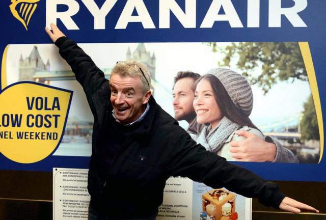 Michael O’ Leary, CEO of Ryanair at a press conference in Bergamo, Italy, January 27, 2015. Pier Marco Tacca/Getty Images