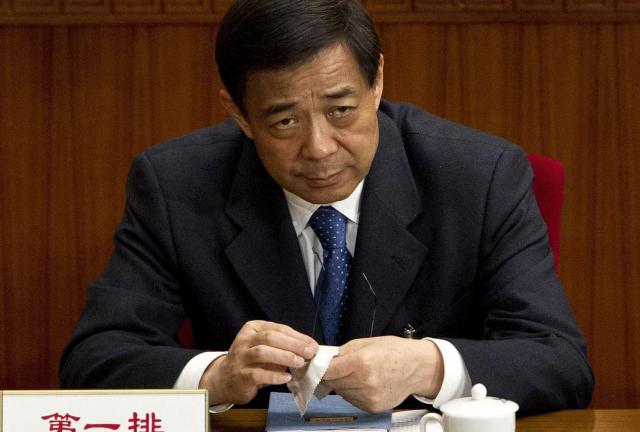 In this March 11, 2024 file photo, then Chongqing party secretary Bo Xilai attends a plenary session of the National People's Congress at the Great Hall of the People in Beijing.
