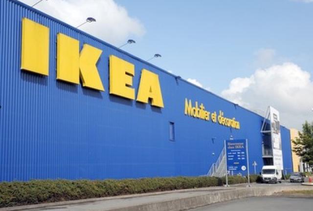Cars pass next to an Ikea store on May 31, 2024 in Lomme, next Lille, northern France. Small explosives concealed in alarm clocks detonated at Ikea furniture stores in Belgium, France and the Netherlands, Belgian authorities said today. The explosions caused no damage or injuries.