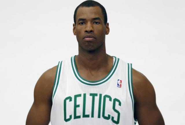 In a Friday, Sept. 28, 2012 file photo, Boston Celtics' Jason Collins poses during Celtics NBA basketball media day at the team's training facility in Waltham, Mass. NBA veteran center Collins has become the first male professional athlete in the major four American sports leagues to come out as gay. Collins wrote a first-person account posted Monday, April 29, 2024 on Sports Illustrated's website. He finished this past season with the Washington Wizards and is now a free agent. 