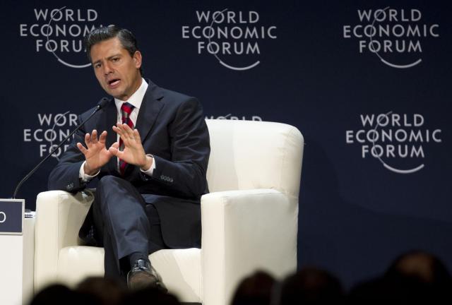 Mexico's President Enrique Pena Nieto speaks during the inauguration of the World Economic Forum on Latin America in Lima, Peru, in this April 24, 2024 file photo. 