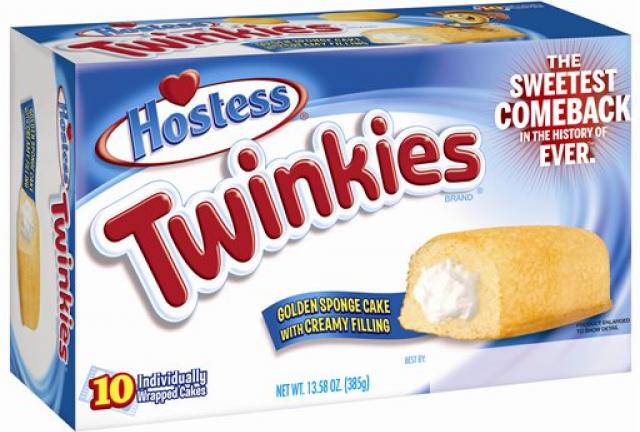 This undated image provided by Hostess Brands LLC shows a box of Twinkies.
