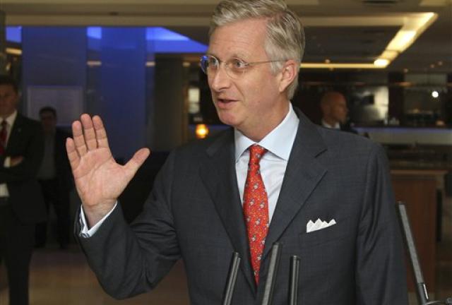 Belgian Crown Prince Philippe delivers a speech upon arrival at a conference in Antwerp, Belgium, Thursday, July 4, 2013. 