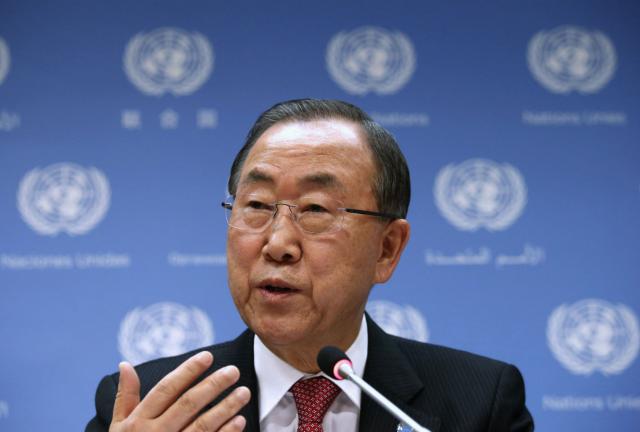 United Nations Secretary-General Ban Ki-moon addresses the media at an end-of-year press conference on December 16, 2013 at UN headquarters in New York City. United Nations Secretary-General Ban Ki-moon addresses the media at an end-of-year press conference on December 16, 2013 at UN headquarters in New York City.