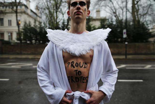 Ballet dancers join Amnesty International activists during a photocall outside the Russian Embassy in London on January 29, 2014 in London, England. Ballet dancers join Amnesty International activists during a photocall outside the Russian Embassy in London on January 29, 2014 in London, England.