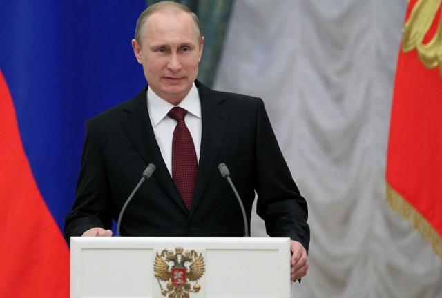 Russian President Vladimir Putin attends an award ceremony for young scientists in the Kremlin February 11, 2014 in Moscow, Russia. Russian President Vladimir Putin attends an award ceremony for young scientists in the Kremlin February 11, 2014 in Moscow, Russia.