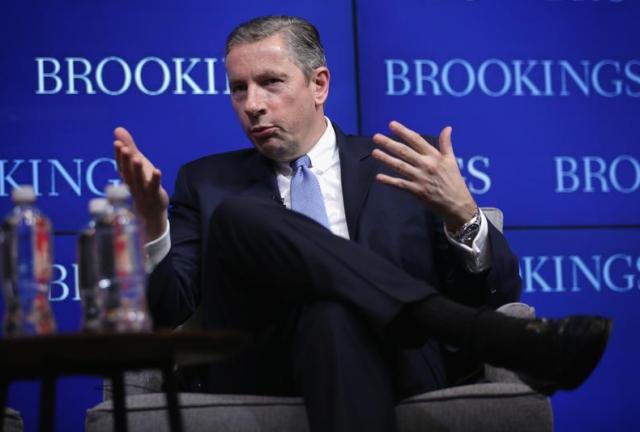 Chairman and CEO of Alcoa Klaus Kleinfeld speaks during a panel discussion of a forum at Brookings Institution February 5, 2024 in Washington, DC.