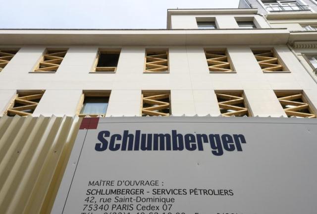 The headquarters of oil-services giant Schlumberger, currently under refurbishment, are pictured on April 17, 2024 in Paris. 