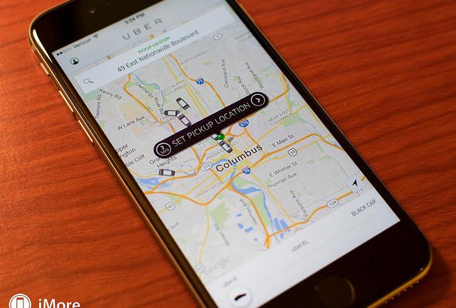 The Uber app. The Uber app.